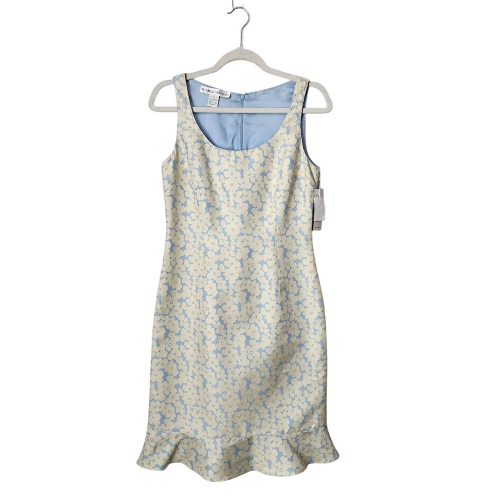 NOVELLO BLOOM 90s Floral Mini Dress Pastel Blue Coquette Size 4 NEW - Picture 2 of 10